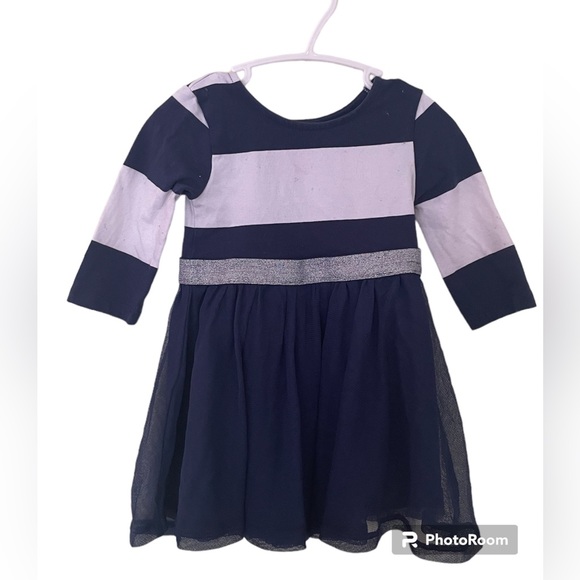 EUC Blue & White Stripe Tulle Dress Puffy 2T - Picture 2 of 3